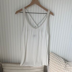 Classic White Braided Strap Women's Tank Top